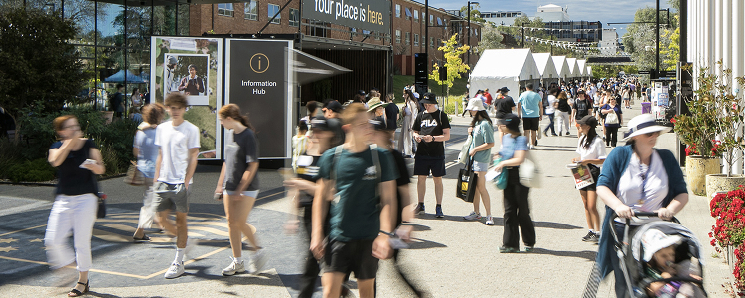 Busy campus scene