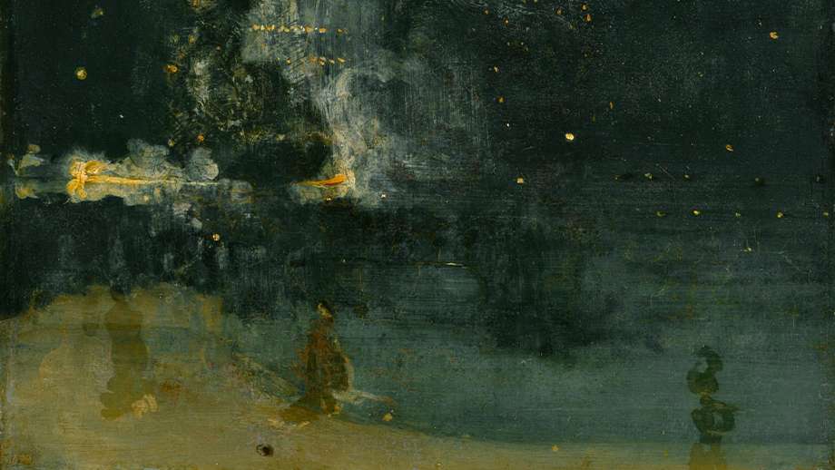 James Abbott McNeill Whistler, Nocturne in Black and Gold, the Falling Rocket (detail), 1875, oil on panel. Detroit Institute of Arts, Gift of Dexter M. Ferry, Jr., 46.309.