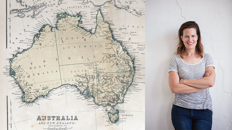 Old Map of Australia and Photo of Prof. Anna Clark