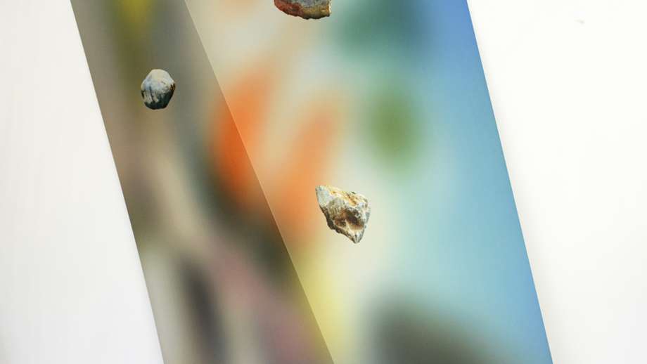 Detail of work by Marian Drew, 'Everything was more vivid,' 2023. Dye sublimation on aluminium, 190 x 120 x 32cm