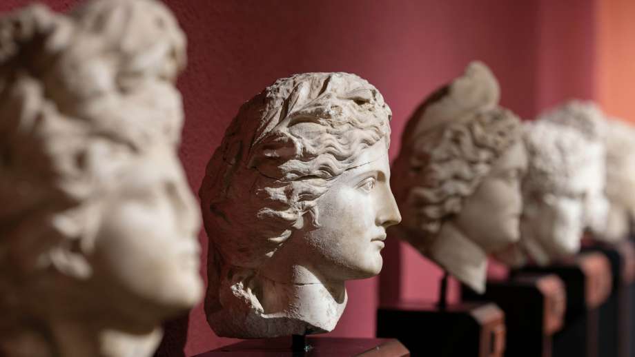 Row of marble sculpture busts