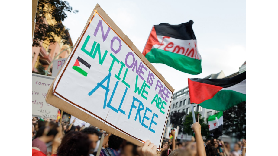 Protest with flags