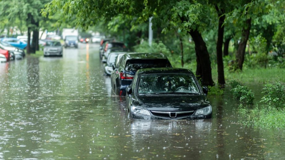 Cars submerged in water during a flood