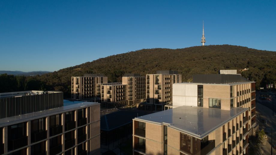 Aerial image of buildings at ANU