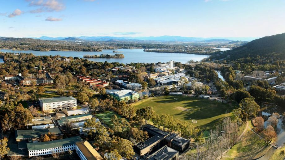 Aerial image of ANU campus