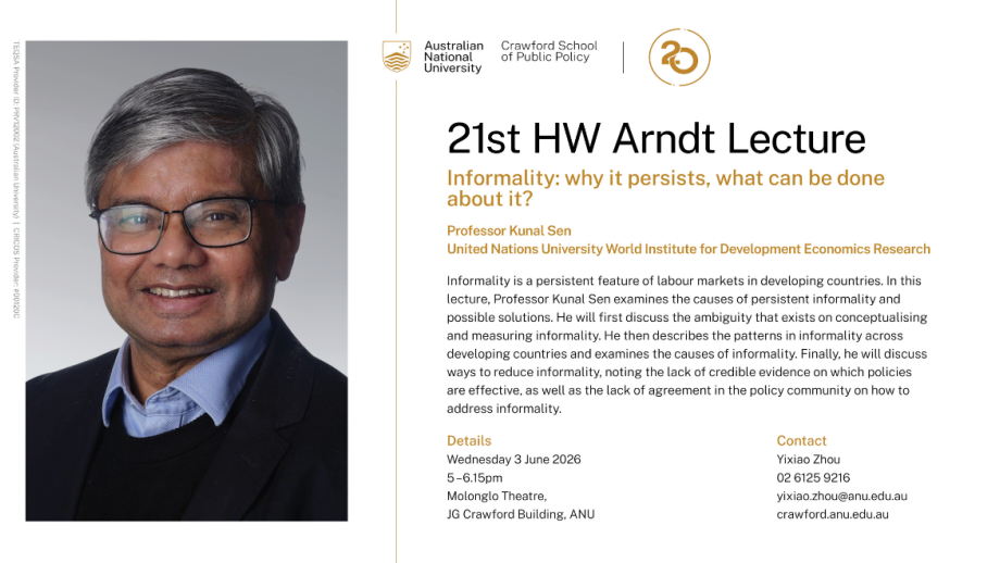 21st HW Arndt Lecture by Professor Kunal Sen