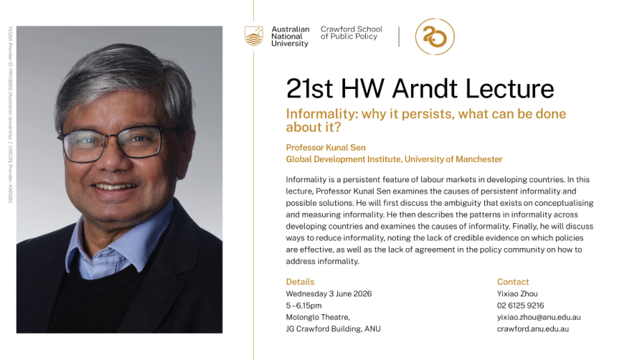 21st HW Arndt Lecture by Professor Kunal Sen