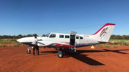 An aeroplane on an airstrip at Ali Curung, a 375km drive north from Alice Springs in the Northern Territory. Picture: Supplied