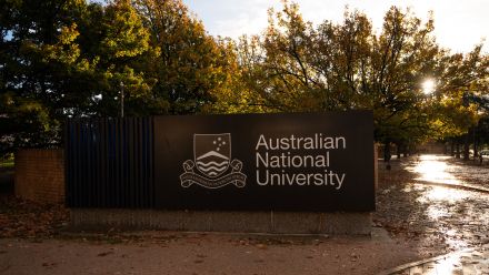 Image: ANU sign. Credit: Tracey Nearmy/ANU.