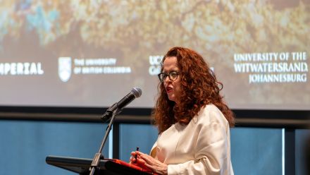 Vice-Chancellor Genevieve Bell speaks at the offical Australian launch of the Rio Tinto Centre for Future Materials at ANU