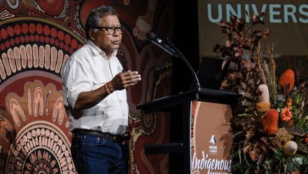 ANU Vice-President (First Nations) Professor Peter Yu speaks at the Broome Chamber of Commerce and Indusrtry's inaugural Indigenous Business Forum on 26 May 2026.