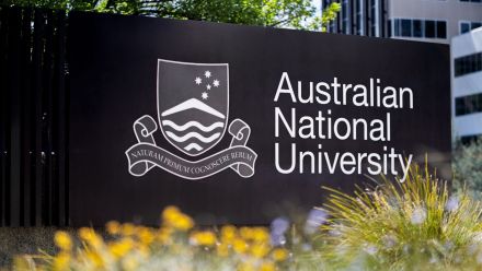 A sign that reads 'Australian National University'.