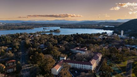 Aerial Image of University House overlooking Lake Burley Griffin