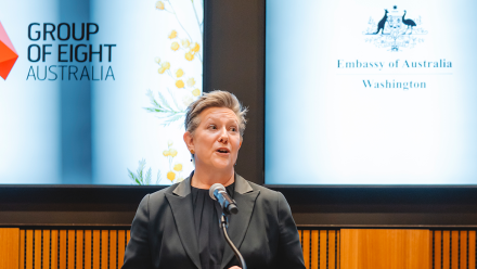 Acting Provost and Senior Vice-President at ��������Professor Joan Leach speaks at the Group of Eight ‘Allies in Excellence’ launch in the US. Image: Kevin Parisi