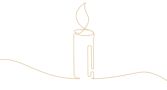 White and gold graphic of a candle