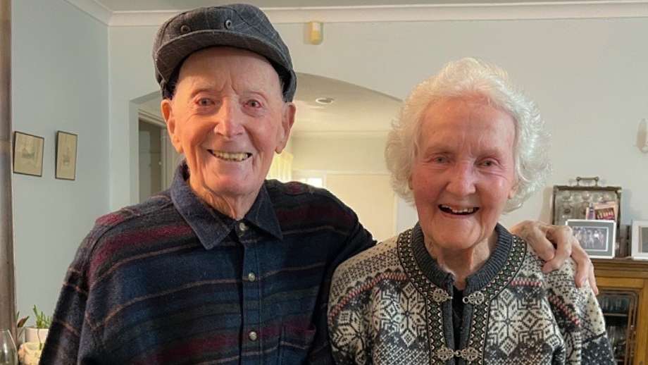 Image: Norman Wheatley and Joy Wheatley at their house. Photo by ANU.