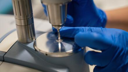 A CanTEST worker analysing an unknown white substance