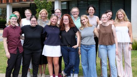 Kim Jackson and SKIP Foundation with scholars and with Genevieve Bell