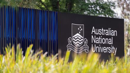 A sign that reads 'Australian National University'.