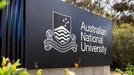 A sign that reads "Australian National University"