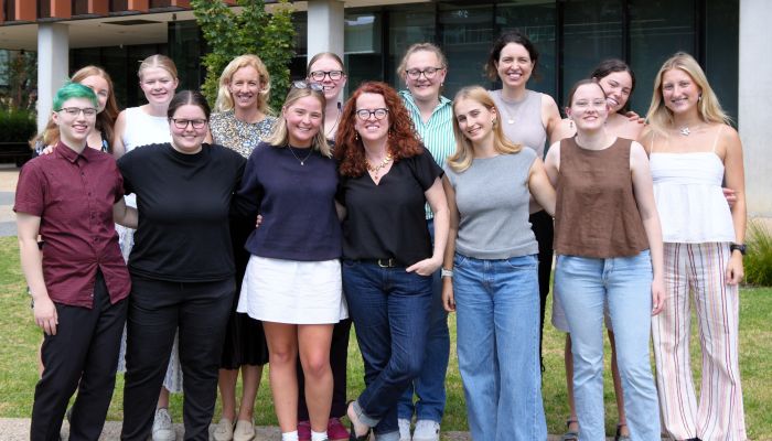 Kim Jackson and SKIP Foundation with scholars and with Genevieve Bell